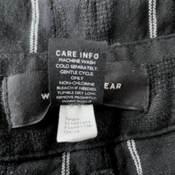 Who What Wear Cotton Linen Paper Bag Crop Striped Pants Black White Size 10 - Picture 7 of 9